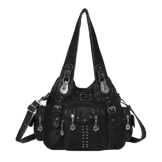 Vintage Bag Women Fashion Handbags PU Leather Shoulder Bags Female Satchel Big-capacity Shoulder Purse Bag Bolsa Feminina