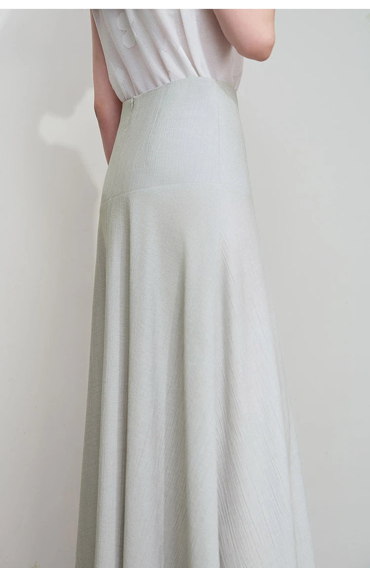 Minimalist Women Skirts Summer Luxur Office Lady  Solid Combination Twill A-line Elegant MIdi Skirt Female Clothing12542278
