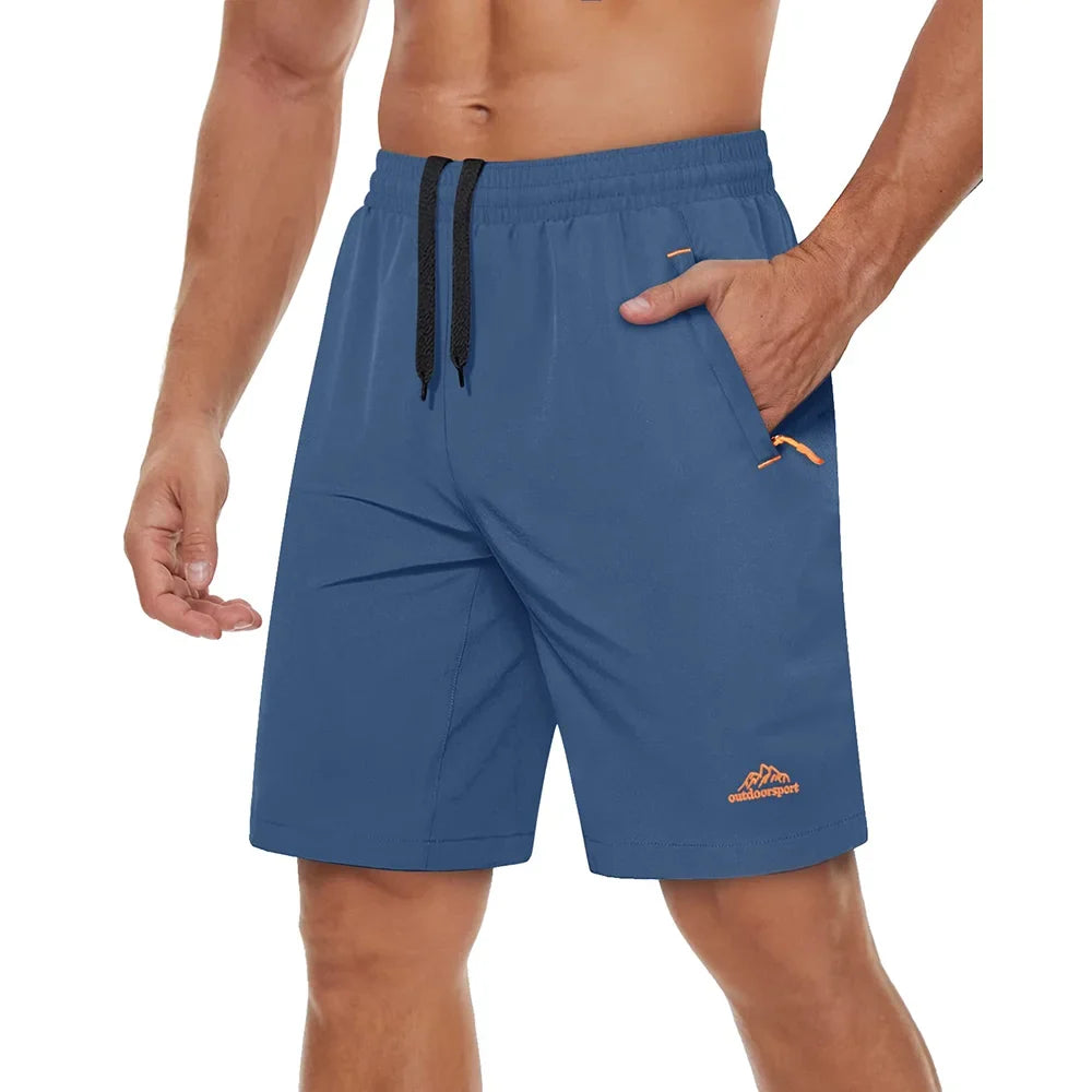 Quick Dry Athletic Running Shorts with Zipper Pockets Men's Summer Shorts for Gym Training Workout Hiking Casual Shorts