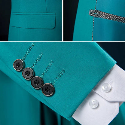 2026 Men's Green Suit Jacket, Single Button V-Neck Coats, Suitable for Wedding/Party/Business/Work/Interview Asian Size Blazer