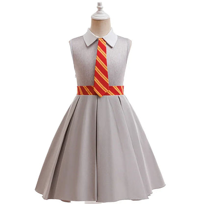 Halloween Movie Cosplay Costume Girls Striped Top + Cape Casual Suit Carnival Halloween Birthday Magic School Dress