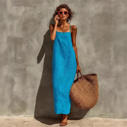 2026 Summer New Women Solid Color Spaghetti Strap Dress Loose Casual Comfortable Sundress