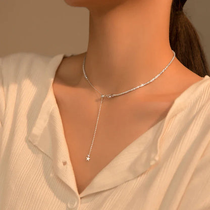 Dazzling Simple Adjustable Necklace for Women Girls 925 Sterling Silver Luxury Brand Jewelry 2024 New Mode Accessories