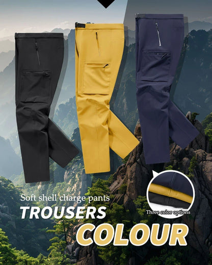 Autumn Hiking Pant Men Waterproof Soft Shell Pant High Elastic Outdoor Cycling Fishing Trousers Multi Pocket Windproof Trousers