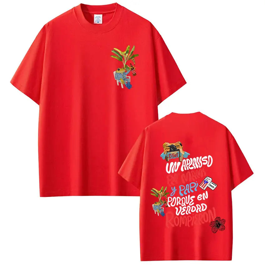 Rapper Bad Bunny T-shirt Debi Tirar Mas Fotos DTMF World Tour T Shirts Men's Clothing Fashion Hip Hop Vintage T-shirt Streetwear