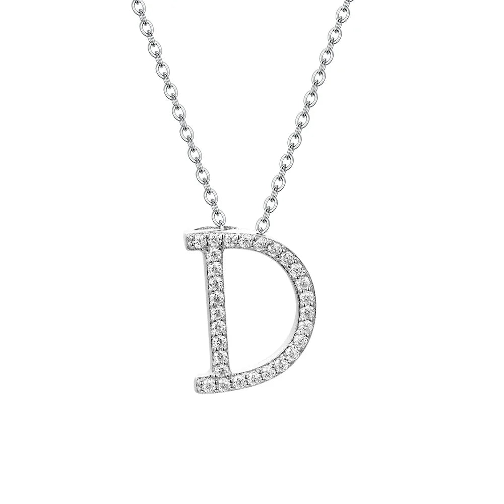 D VVS1 Color Moissanite Letters Necklace Pendant 100% 925 Sterling SIlver for Women Man Fine Jewelry Accessories Gift