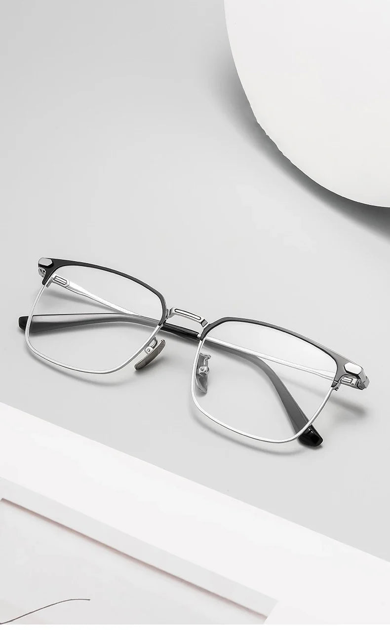 Fashion Square Pure Titanium Frame Simple Design Men's Anti-blue Light Glasses Can Be Customized Prescription 8007TS