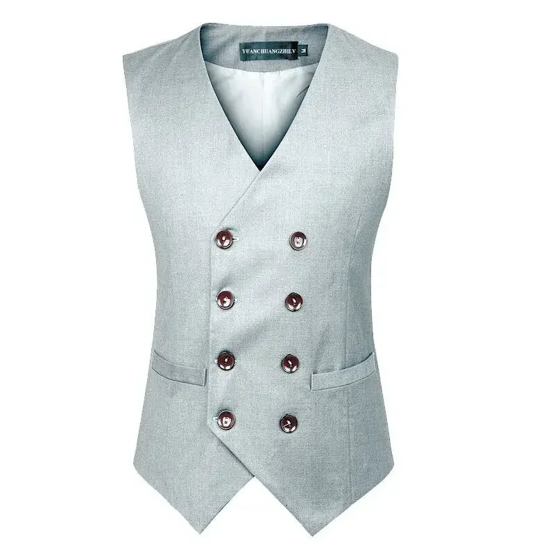 2026 Men's Slim Waistcoat Vest Spring Autumn Solid Double Breasted Oversized Suit Vest Men Formal Blazer Vest Wedding Party Tops
