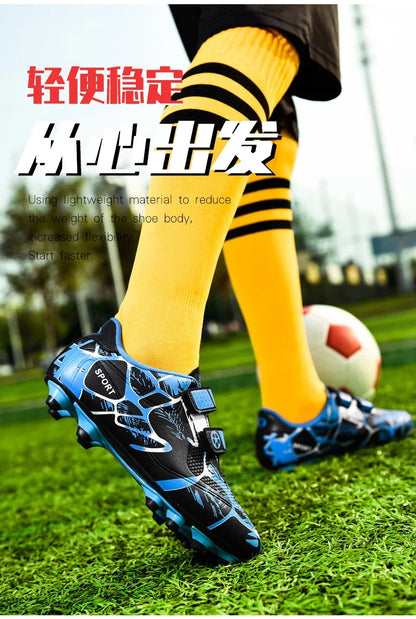 Kids Soccer Shoes Outdoor Non-Slip Football Sports Shoes Boy Training Shoes Child HOOK&LOOP Lightweight Children's Soccer Cleats