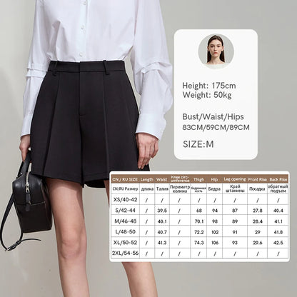 Minimalist Casual Shorts For Women 2025 Autumn Preppy Style Loose Black Shorts Office Lady Luxury Shorts Daily 12523085