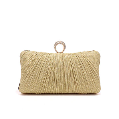 Valentine's Day Evening Bags Finger Ring Diamonds Clutch Ruched Fashion Prom Dinner Handbags With Chain Purse