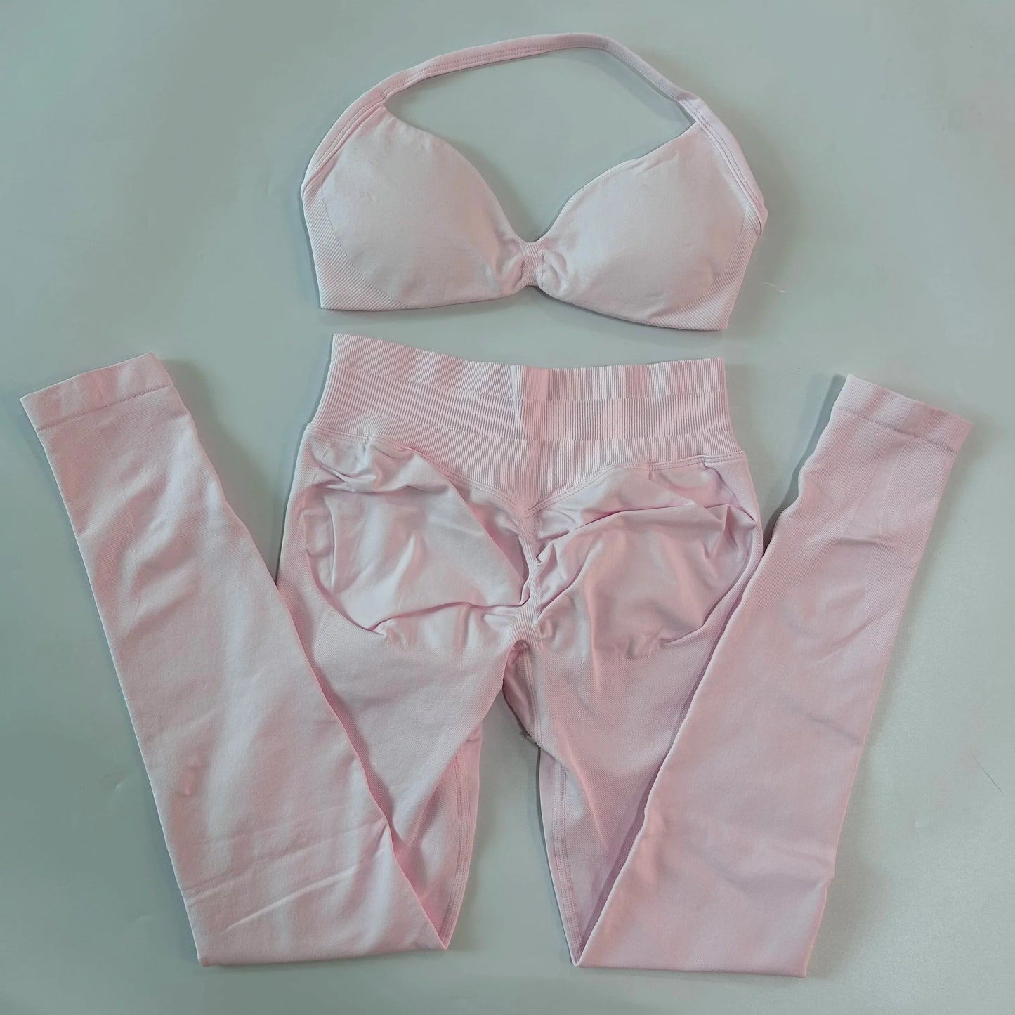 2 Pieces Set For Woman Strappy Yoga Bra Sports Top Workout Leggings Set Seamless Gym Set Fitness Clothes Outfit Activewear