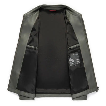 Men's Fashion Casual Large-Sized Goatskin Leather Jacket Lapel Coat High-End Spring Autumn 2025