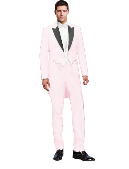 3 Piece Solid Men Suit Wedding Groom Tuxedo Long Blazer Best Man Formal Prom Male Suit Fashion Costume Homme (Jacket+Vest+Pants)