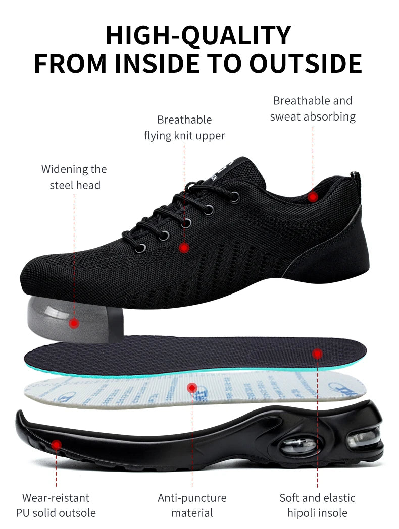 New Styles Men Safety Boots With Steel Toe Cap Anti-smash Work Sneakers Safety Shoes Men Indestructible Work Boots Hiking shoes