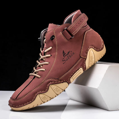 New 2025 Handmade Men Boots Design Sneakers Man Outdoor Non-Slip Casual Leather Men Shoes Ankle Boots Breathable Hot Sale