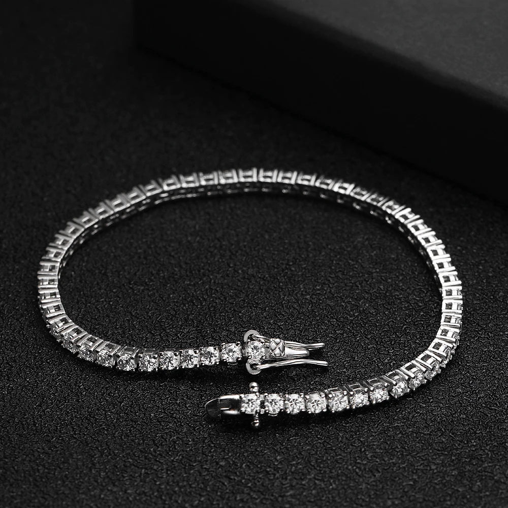 2mm D Color Moissanite Tennis Bracelets for Woman Man Sparkling Diamonds with GRA s925 Sterling Sliver Hip Hop Bracelet