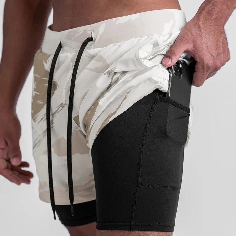 Fashion Gym Shorts for Men Clothing Casual Sweatpants Outdoor Running and Cycling Breathable Double-layer Shorts Men