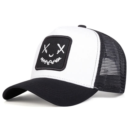 Unisex Ghost Face Embroidery Baseball Net Caps Spring and Summer Outdoor Adjustable Casual Hats Sunscreen Hat