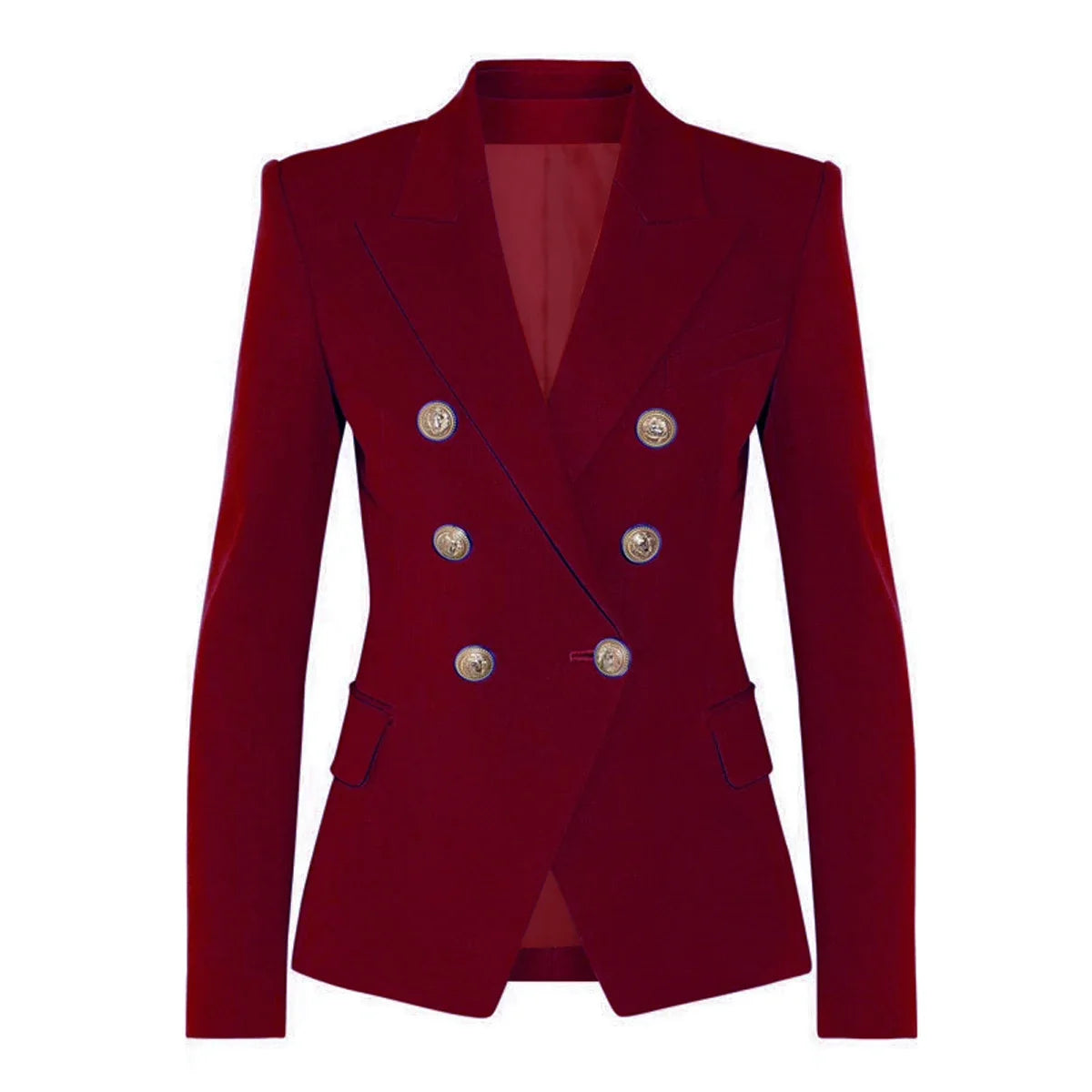 S-XXL Rainbow Color Fashion Classic Solid Double row Gold Button Long Sleeve Slim Fit Temperament Commuter Casual Woman Blazer