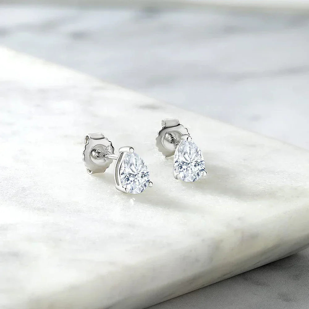 Waterdrop Solitaire Moissanite Stud Earring with Certificate 1-4CT Pear Cut Diamond Ear Studs S925 Silver Jewelry for Women Men