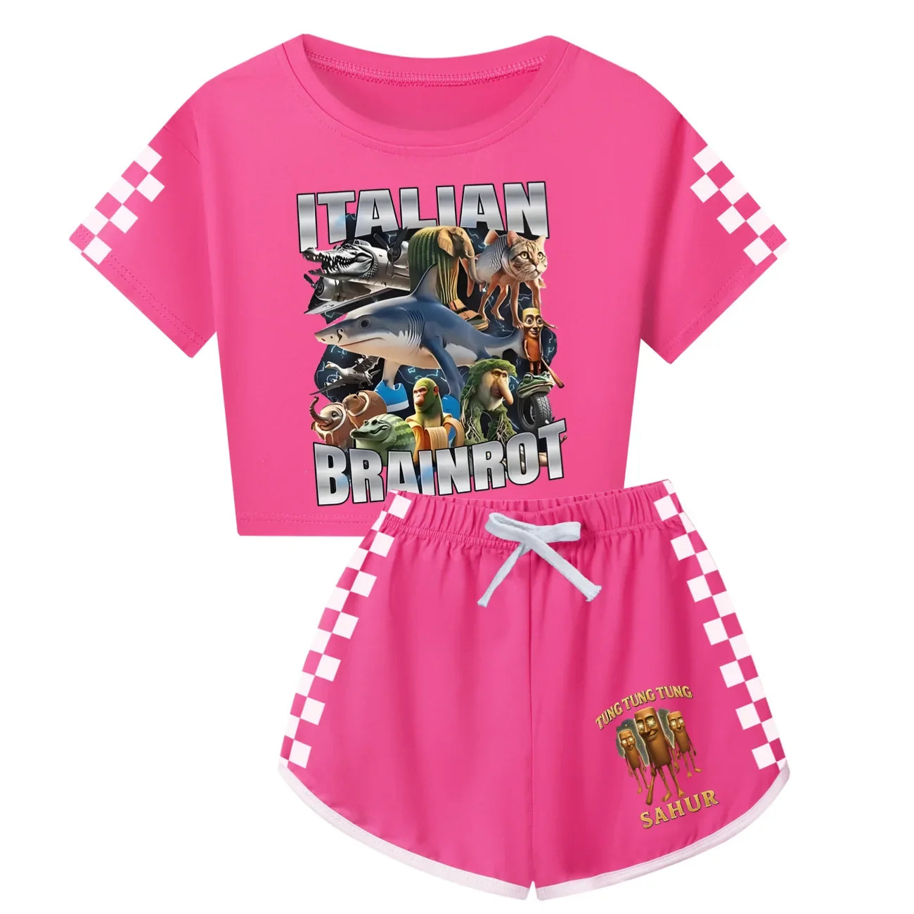 Italian Brainrot Meme Clothes Kids Cartoon Tung Sahur Pajama Sets Boys Long Sleeve Tops Legging 2pcs Set Girls Casual Sleepwear