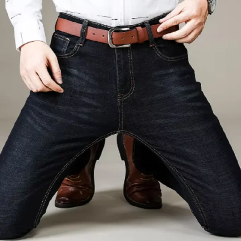 Men Comfortable Soft Business Fashion Straight Casual Denim Trousers Male Brand Clothing Light Luxury Stretch Slim Fit Pants