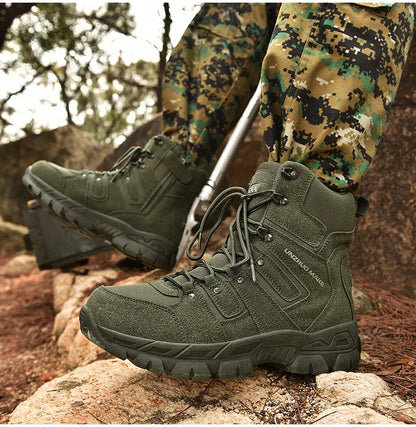 Men Hunting Hiking Shoes Brand Tactical Boots Waterproof Lace Up Desert Unisex Size Plus Army Boots Motorcycle Climbing Shoes