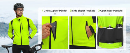 BERGRISAR Men's Winter Cycling Jacket Softshell Windproof Thermal Fleece Bike Jacket Running Jacket Windbreaker BGA025