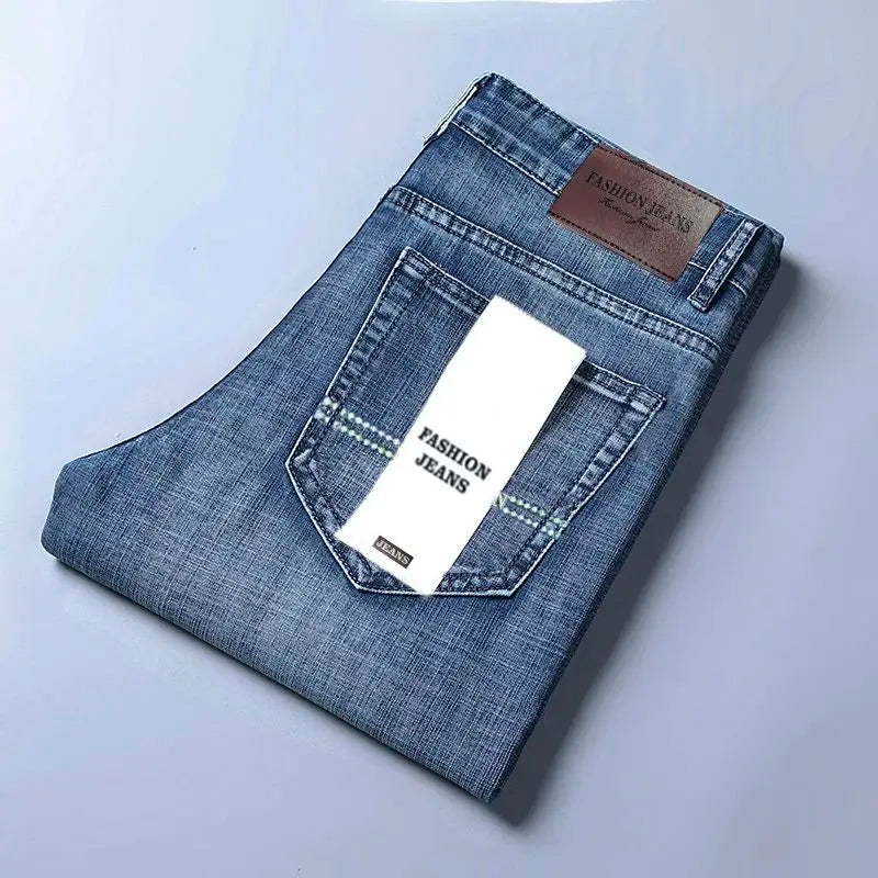 Models Spring Autumn Business Jeans Men Casual Straight Stretch Fashion Classic Work Denim Trousers Brand Clothing