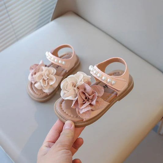 Korean Style Summer Sandals for Girls Flowers in Full Bloom Children's Beach Shoes Flexible Soft-sole Kid's Girl Sandals I060683