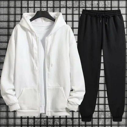 2025 New Arrival Men's Zipper Hoodie Sweatpants 2 Piece Set High Quality Hooded Long Sleeve Sweatshirt Autumn Winter Tracksuit