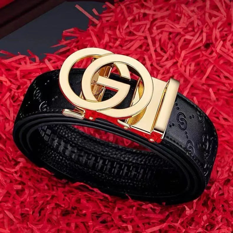 New genuine leather fashionable printed men's belt trend business versatile jeans belt for men