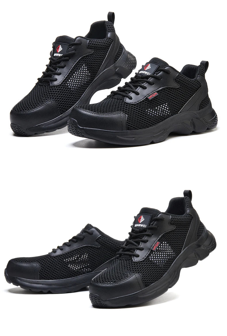 anti puncture men safety shoes summer breathable mesh work shoes industrial plastic toe sneakers construction insulated shoes