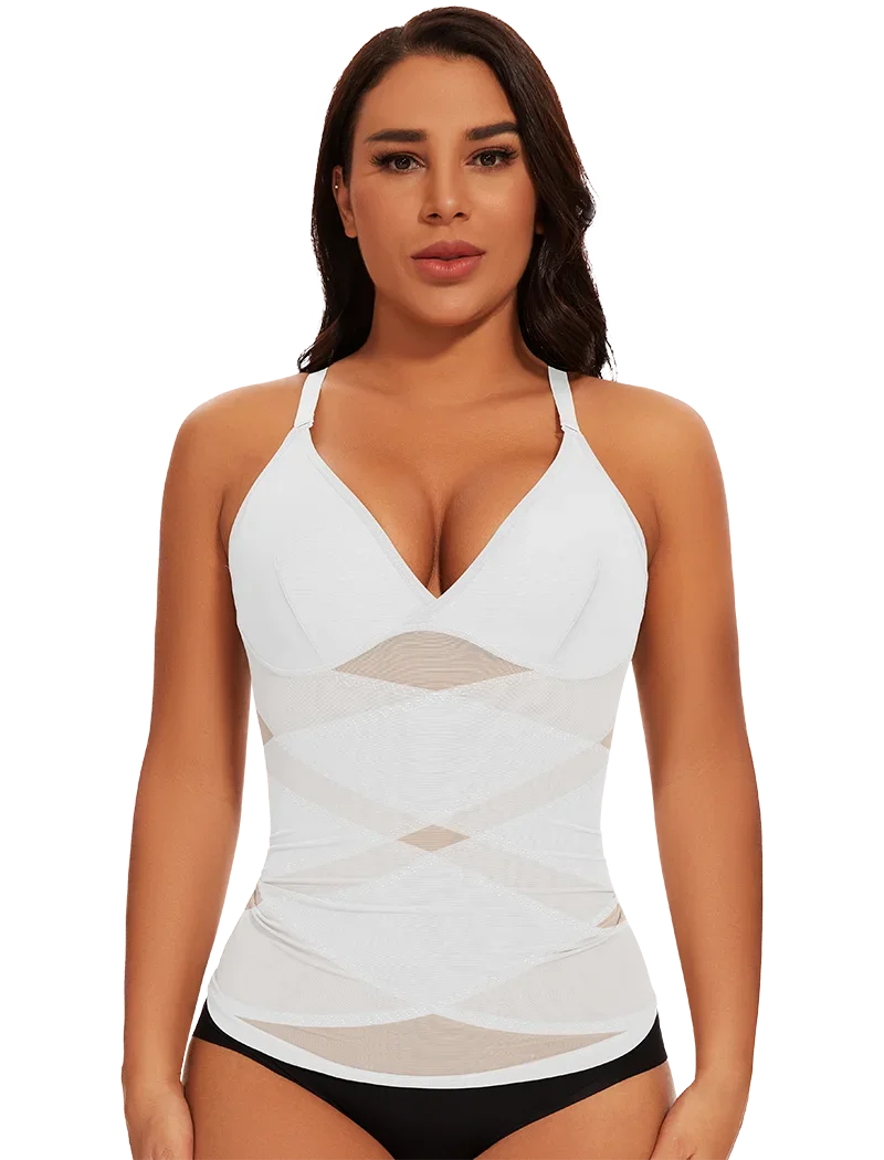 Women Built in bra Shapewear Camisole Tummy Control Body Shaper Slimming Underwear Compression Corset Bustier Tank Tops