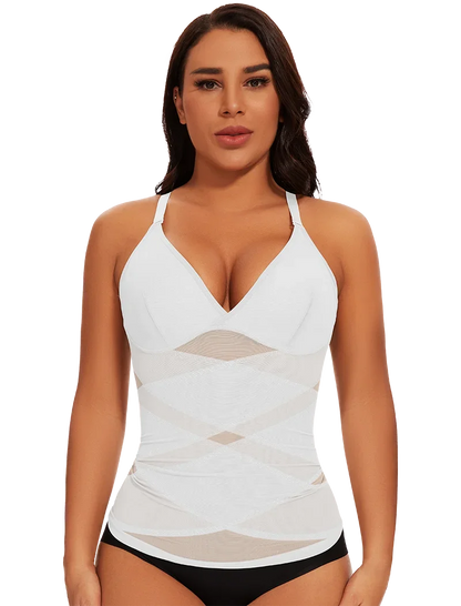 Women Built in bra Shapewear Camisole Tummy Control Body Shaper Slimming Underwear Compression Corset Bustier Tank Tops