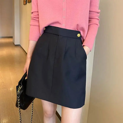 High end early autumn new fashionable small A-line skirt with buttocks wrapped, high-end gray half skirt  skirts
