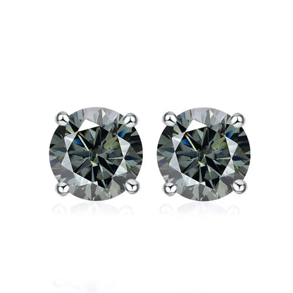 0.5ct 1ct 2ct Moissanite Stud Earrings for Women 925 Sterling Silver Pink Black Blue Grey Sparkling Lab Diamond Earring