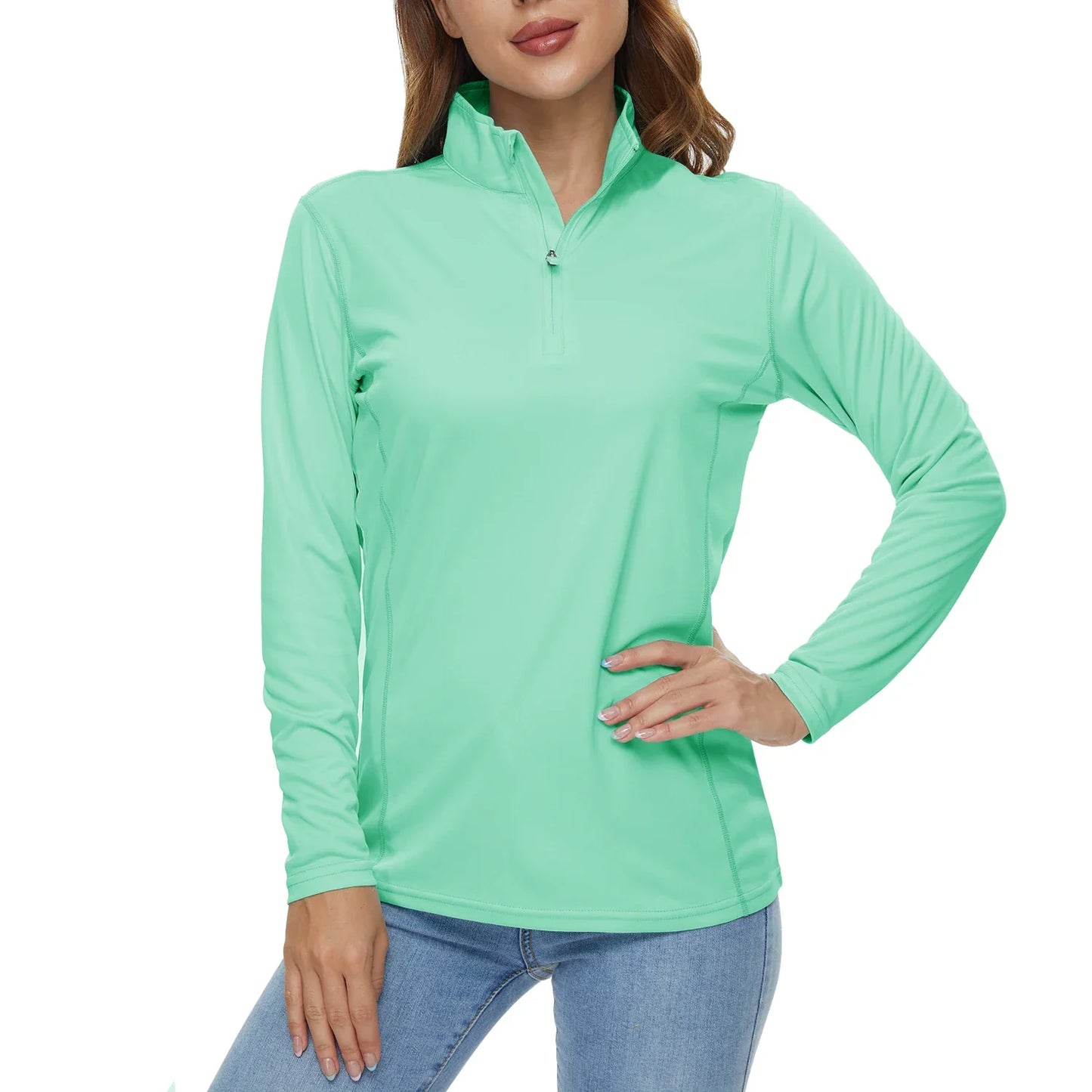 UPF50+ Quick Dry Long Sleeve Performance T-Shirts Womens Sun Protection Running Hiking Fishing Tee Shirts Tops Outdoor