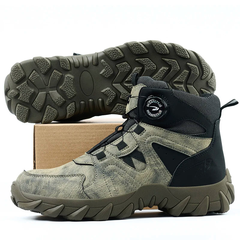 Safety Rotating button  Boots Men Outdoor tactical boots Indestructible shoes Puncture-Proof Work Boots Steel toe shoes Sneakers