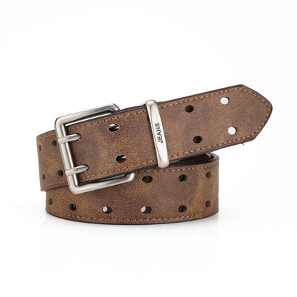 A Western-style PU Leather Belt for Both Men and Women, a Classic and Casual Retro Belt