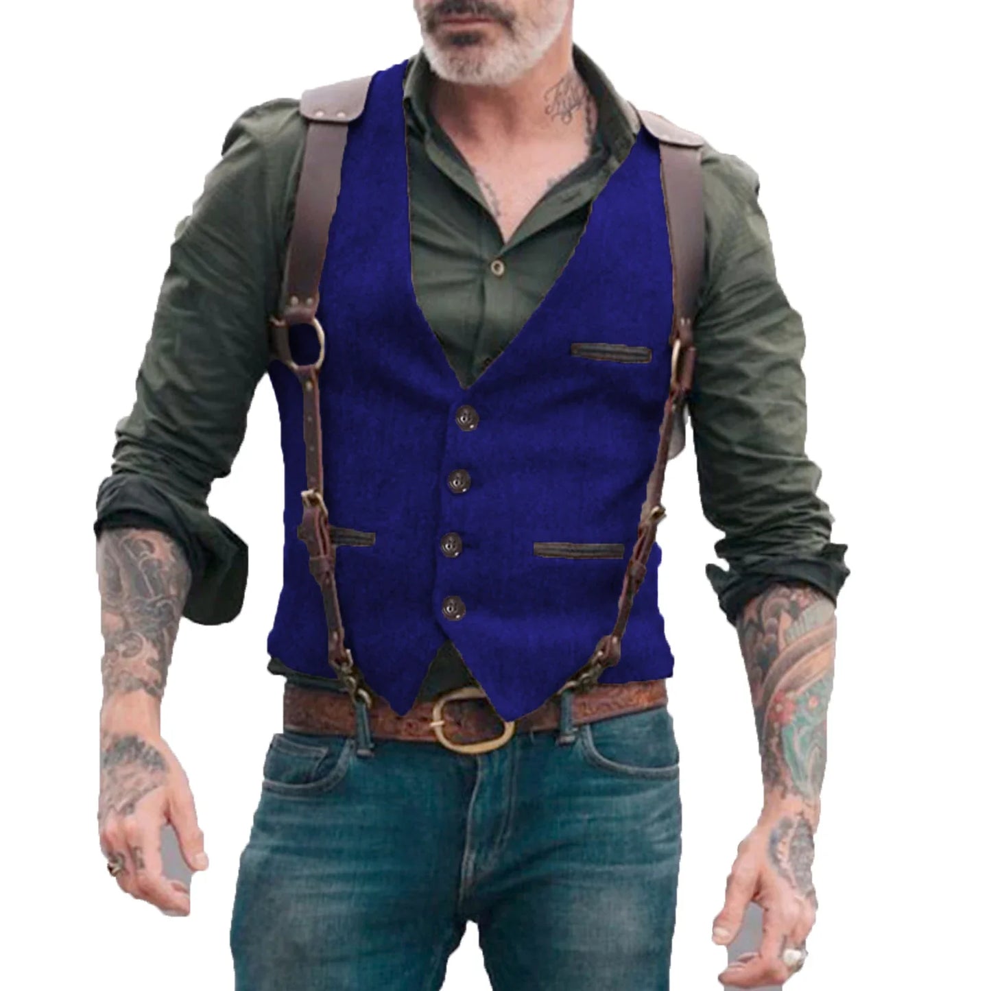 Men's Suit Vest Herringbone Tweed V Neck Business Formal Dress Waistcoat for Wedding Suit or Tuxedo