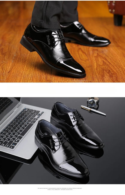 Men Dress Shoes Patent Leather Oxford Shoes Male Formal Big Size 38-48 Handsome Men Pointed Toe for Wedding