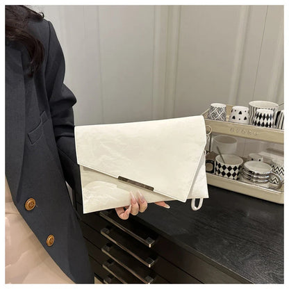 Fashion Women Clutch Soft PU Leather Solid Color Evelope Bag Wristlet Bags Female Small Handbags Day Clutches Evening Party Bags