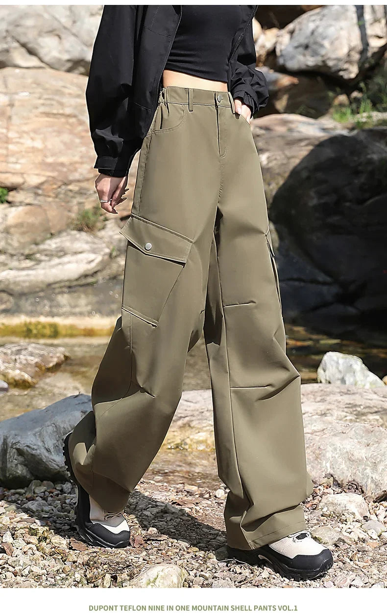 Outdoor Hiking Pants Woman 3 In 1 Removable Fleece Waterproof Camping Trousers Winter Large Pocket Windproof Cycling Travel Pant