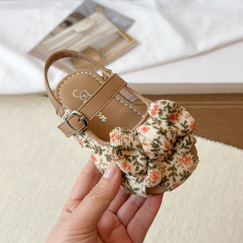 Summer Baby Girls Sandals Children Floral Bow Princess Shoes Soft Non Slip Toddler Kids Beach Shoes Comfortable Infant Sandals