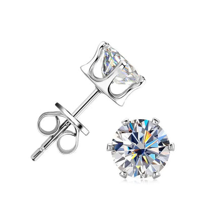 Real 0.5ct/1ct/2ct D Color Moissanite 925 Sterling Silver Gold Plated Stud Earrings For Women Wedding Fine Jewelry Gift