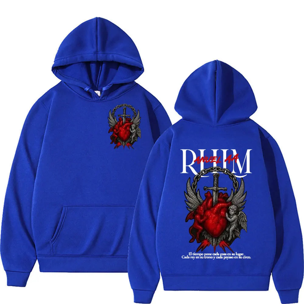 Rapper Anuel AA Rhlm 2 Album Tour Graphic Hoodies Men's Clothing Oversized Hip Hop Gothic Long Sleeve Hoodie Comfort Sweatshirts