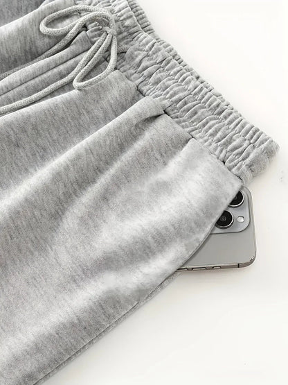 Women's Plus-size Fleece Sweatpants for Autumn and Winter Warm Casual Loose Stylish and Versatile Streetwear Trendy Oversized