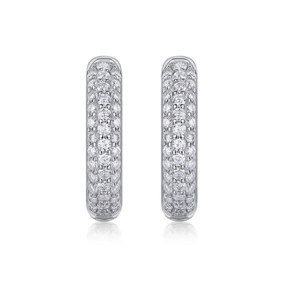 D color moissanite stud earrings 925 silver 18K gold plated hoop earrings, women's wedding party jewelry with gift box